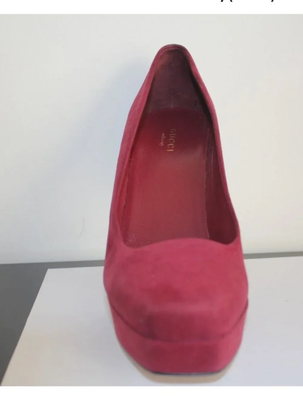 GUCCI Scamosciato Tibet BURGUNDY Red Suede Platform Pumps Shoes Heels Size 38